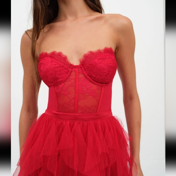 For love & lemons bustier gown red size L - Picture 3 of 6